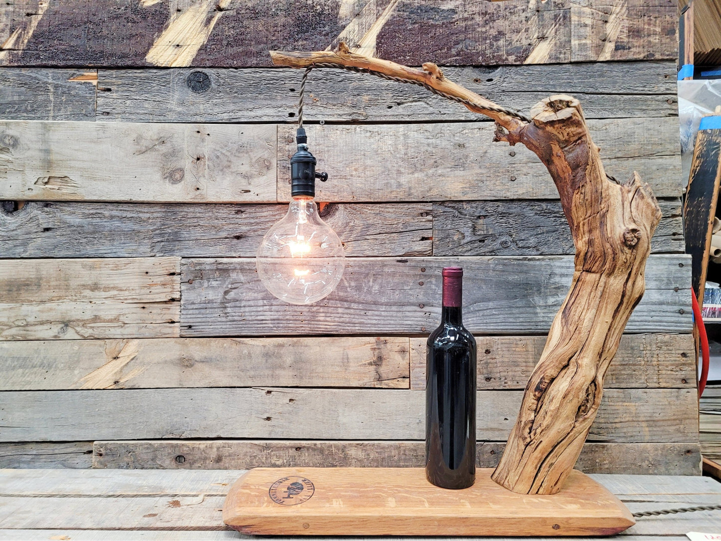 Foxen Canyon Pinot Noir, Bien Nacido Vineyard - Grapevine Lamp from California 100% Reclaimed + Ready to Ship! 120222-12