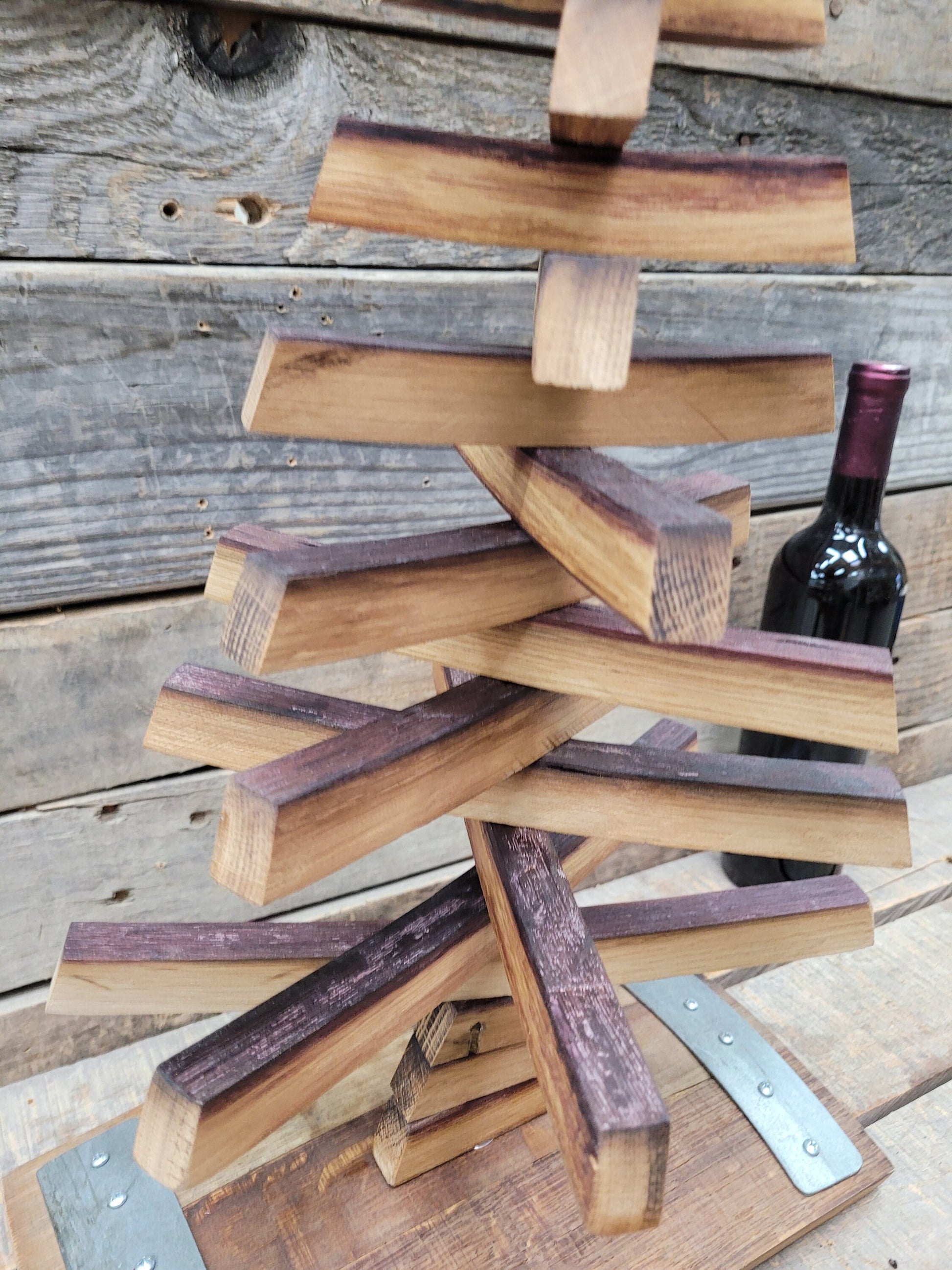 Wine Barrel Stave Christmas Holiday Tree - SERRATA - made from retired Opus 1 barrels 100% Recycled + Ready to Ship!