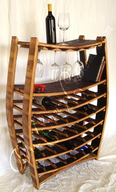 Large Wine and Glass Rack - Chablis - Made from retired California wine barrels. 100% Recycled!