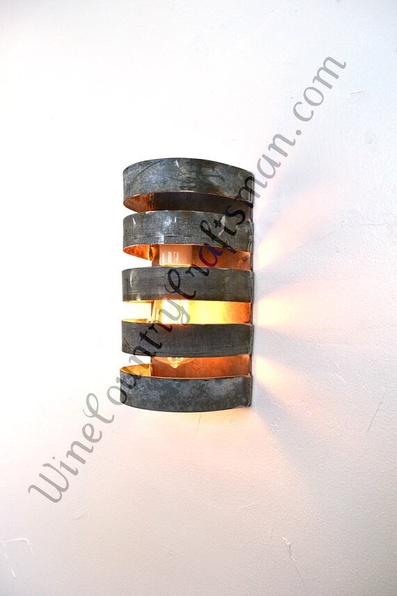 Wine Barrel Wall Sconce - Lacuna - Made from retired Napa wine barrel rings - 100% Recycled!