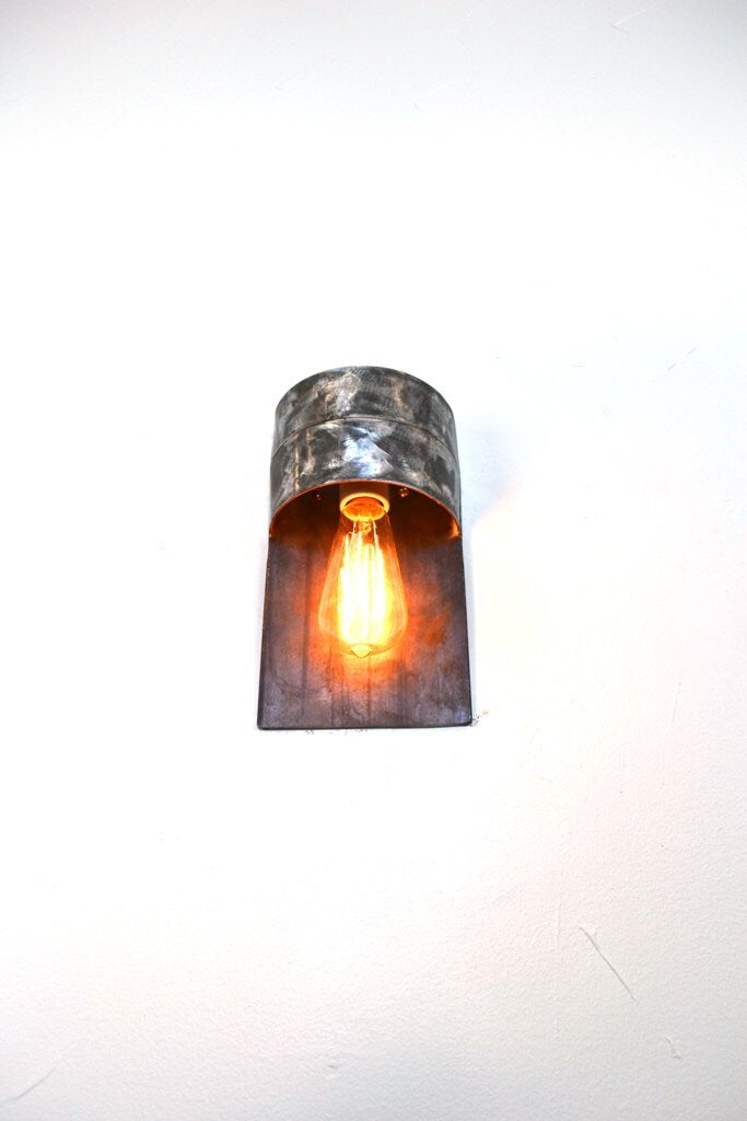 Wine Barrel Wall Sconce - Cenefa - Made from retired CA wine barrel rings and salvaged steel. 100% Recycled!