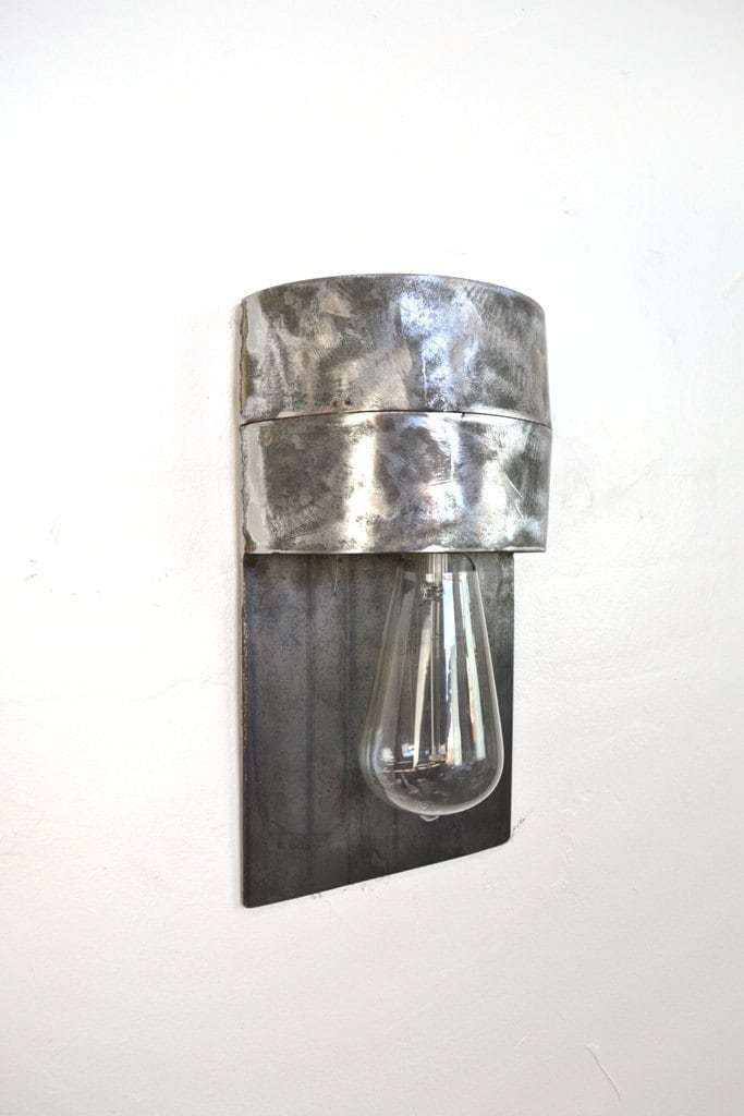 Wine Barrel Wall Sconce - Cenefa - Made from retired CA wine barrel rings and salvaged steel. 100% Recycled!