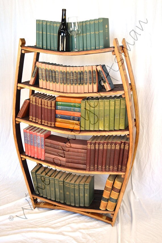 Wine Barrel Bookcase - Amarone - Made from retired California wine barrels 100% Recycled