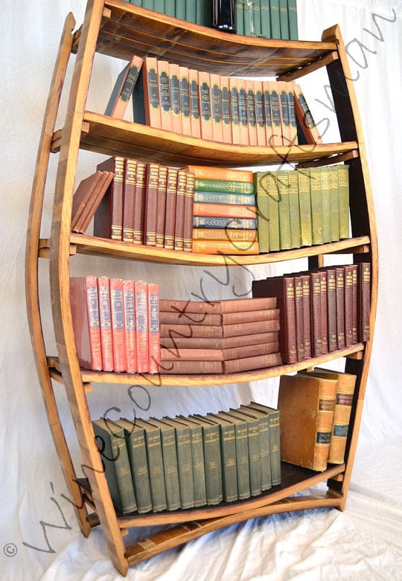 Wine discount barrel bookshelf