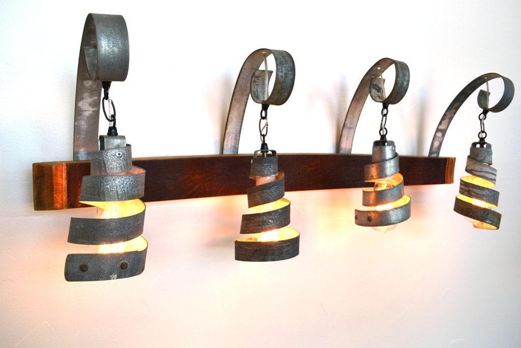 Wine Barrel Vanity Light - Eclat - Made from reclaimed California wine barrel staves and rings - 100% Recycled!