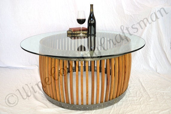 Wine Barrel Coffee Table - Capparis - Made from retired California wine barrel staves. 100% Recycled!