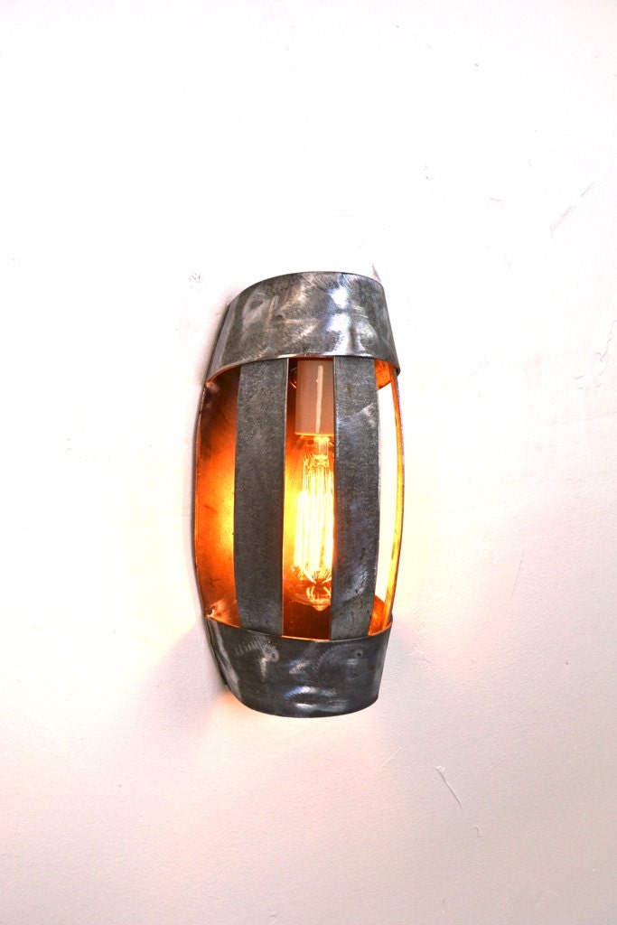 Wine Barrel Ring Wall Sconce - Tonnelet - made from retired Napa wine barrel rings 100% Recycled!