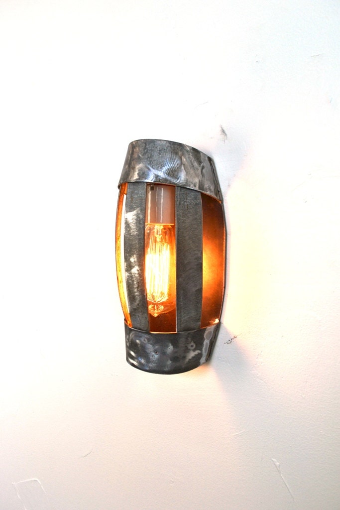 Wine Barrel Ring Wall Sconce - Tonnelet - made from retired Napa wine barrel rings 100% Recycled!