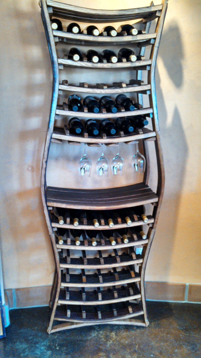 Large Wine Rack - Hour Glass - Made from retired California wine barrels. 100% Recycled!