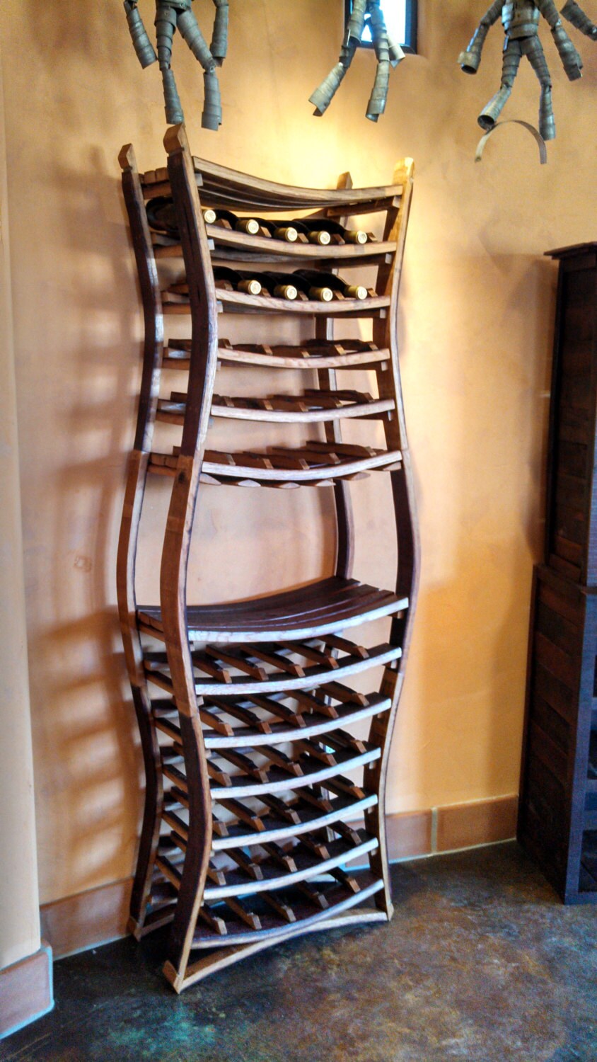 Large Wine Rack - Hour Glass - Made from retired California wine barrels. 100% Recycled!