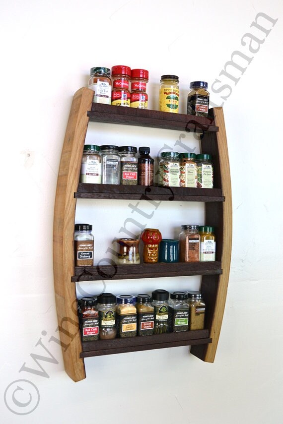 Wine Barrel Spice Rack - Sage - Made from reclaimed California wine barrels. 100% Recycled!