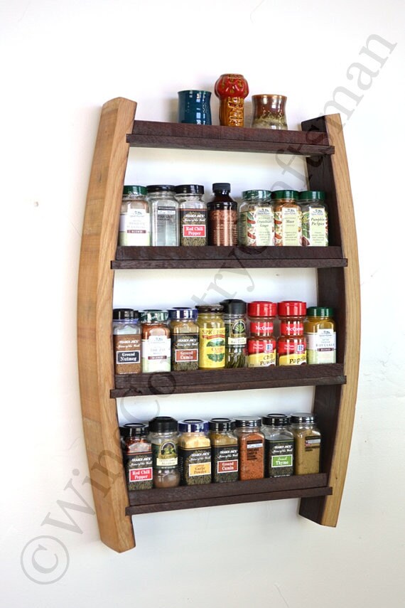 Wine Barrel Spice Rack - Sage - Made from reclaimed California wine barrels. 100% Recycled!