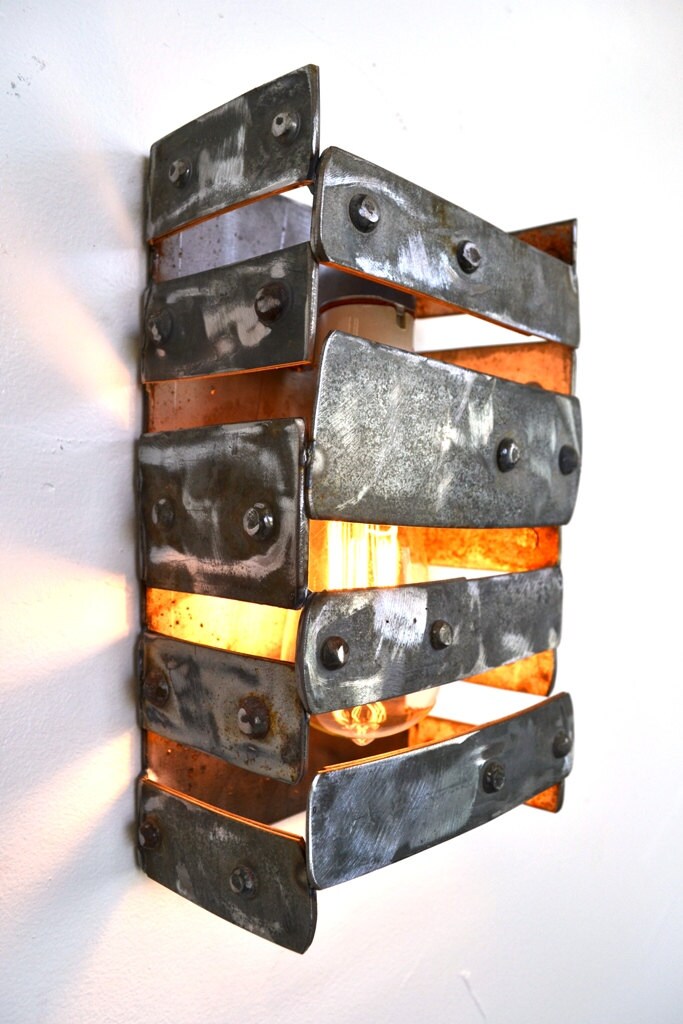 Wine Barrel Wall Sconce - Boucle - Made from retired California wine barrel rings 100% Recycled!