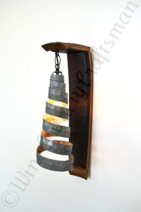 Wine Barrel Wall Sconce - Capacious - Made from retired California wine barrels. 100% Recycled!