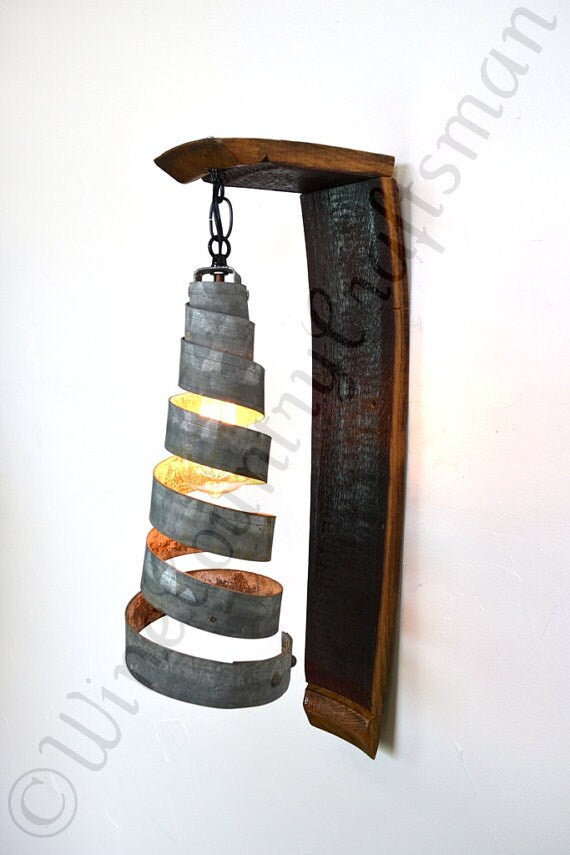 Wine Barrel Wall Sconce - Capacious - Made from retired California wine barrels. 100% Recycled!