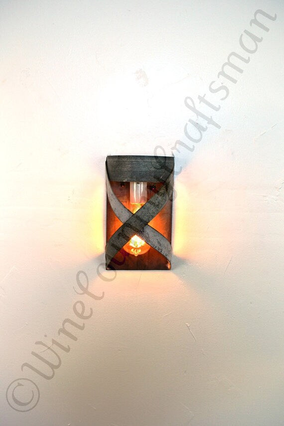 Wine Barrel Wall Sconce - Cordon - Made from retired California wine barrel rings. 100% Recycled!