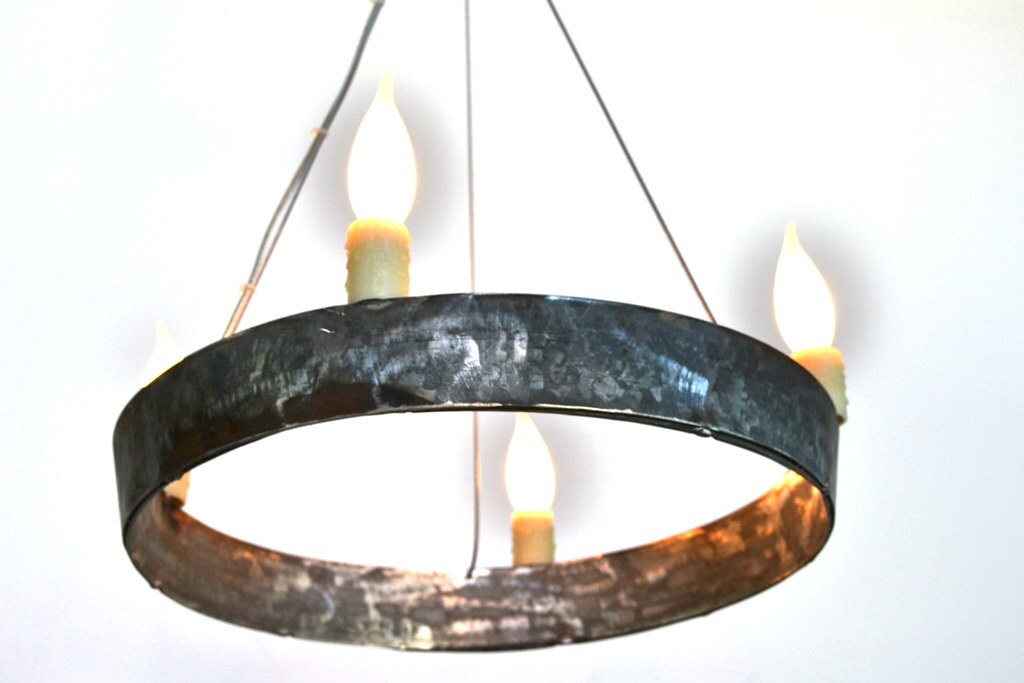 Wine Barrel Ring Chandelier - Atrina - Made from retired California wine barrel rings - 100% Recycled!