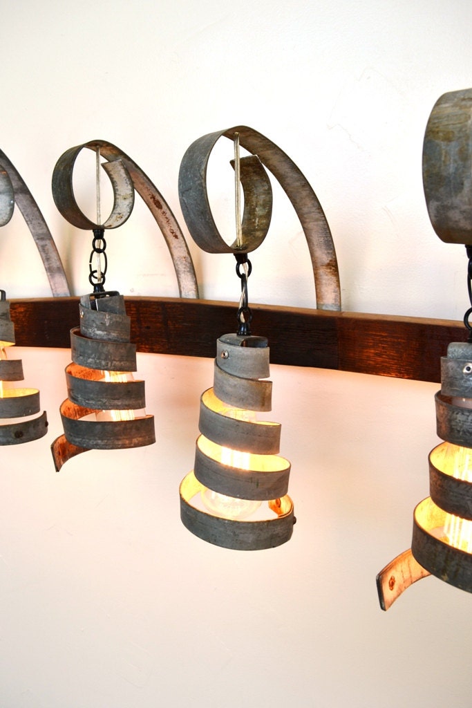 Wine Barrel Vanity 6 Light - Hauteur - Made from retired Napa wine barrels and rings 100% Recycled!