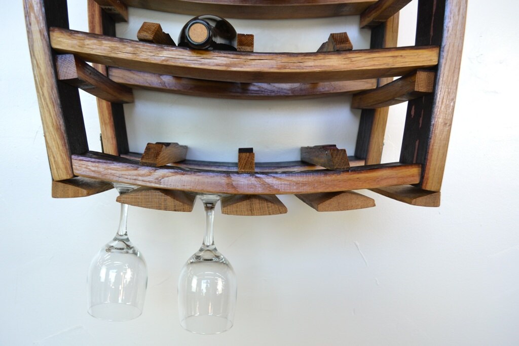 Hanging Wine and Glass Rack - Loire - Made from retired California wine barrels. 100% Recycled!