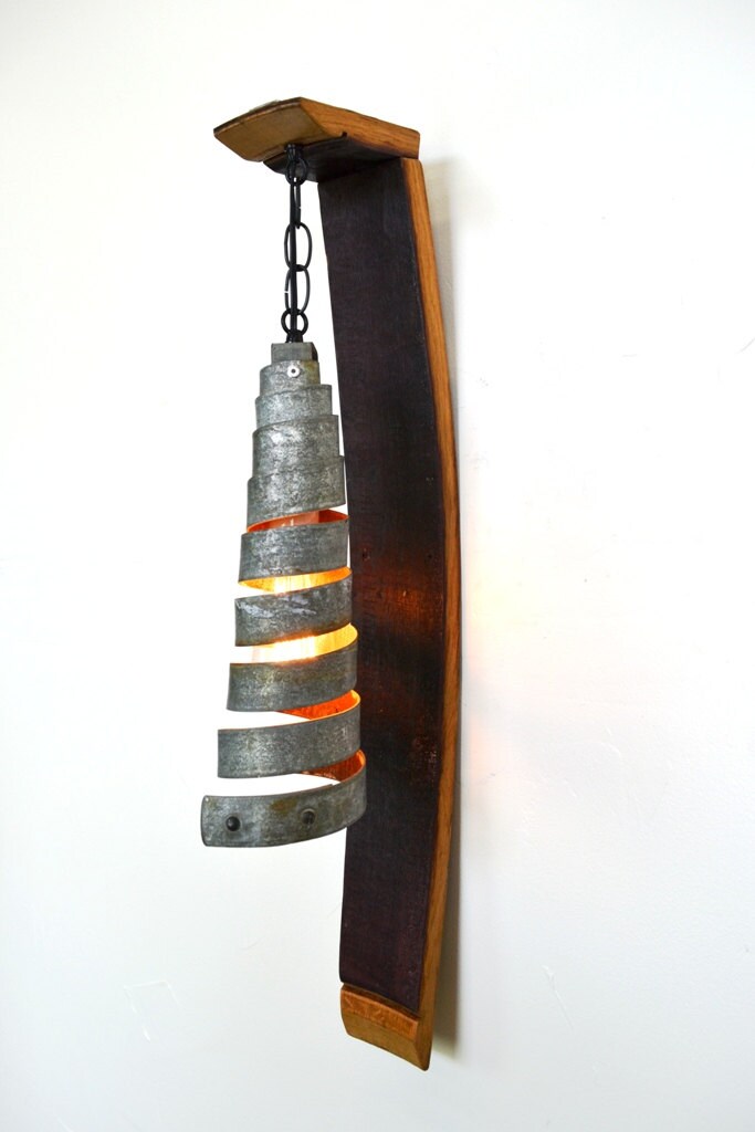 Wine Barrel Wall Sconce - Plenteous - Made from retired California wine barrels. 100% Recycled!