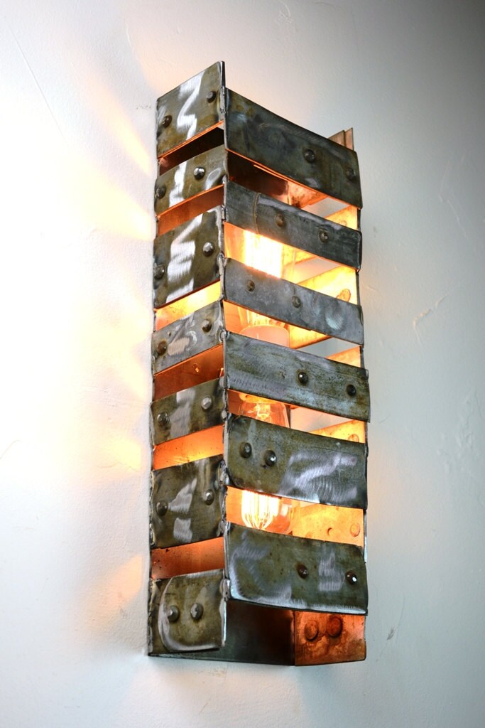 Wine Barrel Ring Wall Sconce - Ladder to Heaven - Made from retired CA wine barrels rings. 100% Recycled!