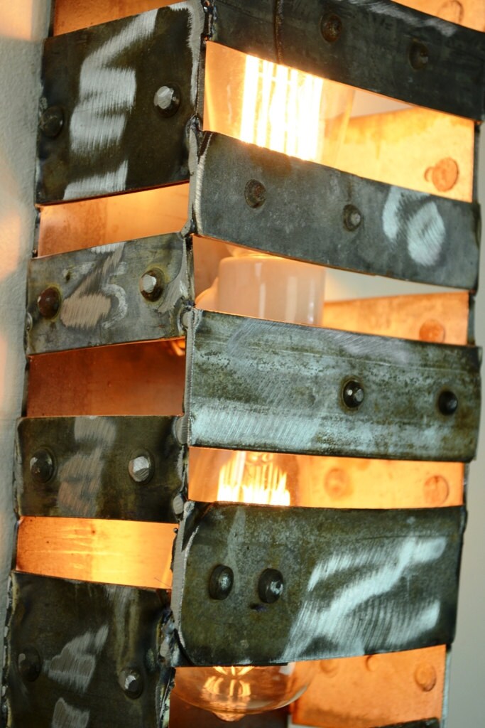 Wine Barrel Ring Wall Sconce - Ladder to Heaven - Made from retired CA wine barrels rings. 100% Recycled!