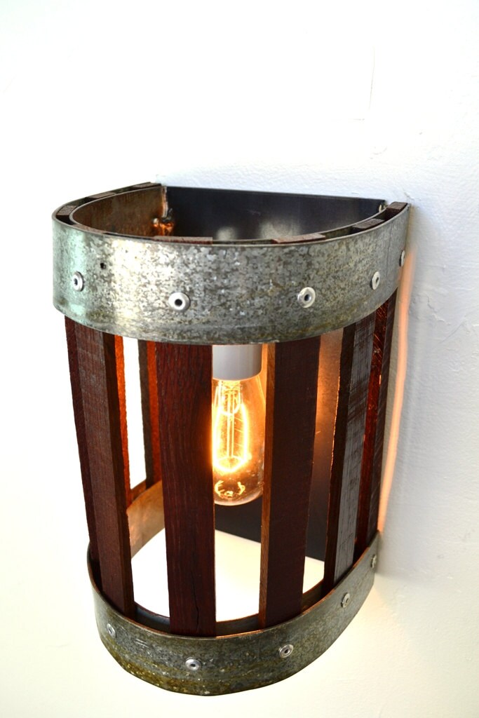 Wine Barrel Wall Sconce - Carica - Made from retired California wine barrels. 100% Recycled!