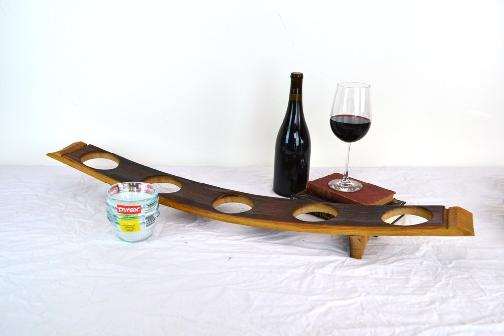 Wine Barrel Stave Snack Tray with 5 Bowls - Spuntini - made from retired Nape wine barrels.100% Recycled!