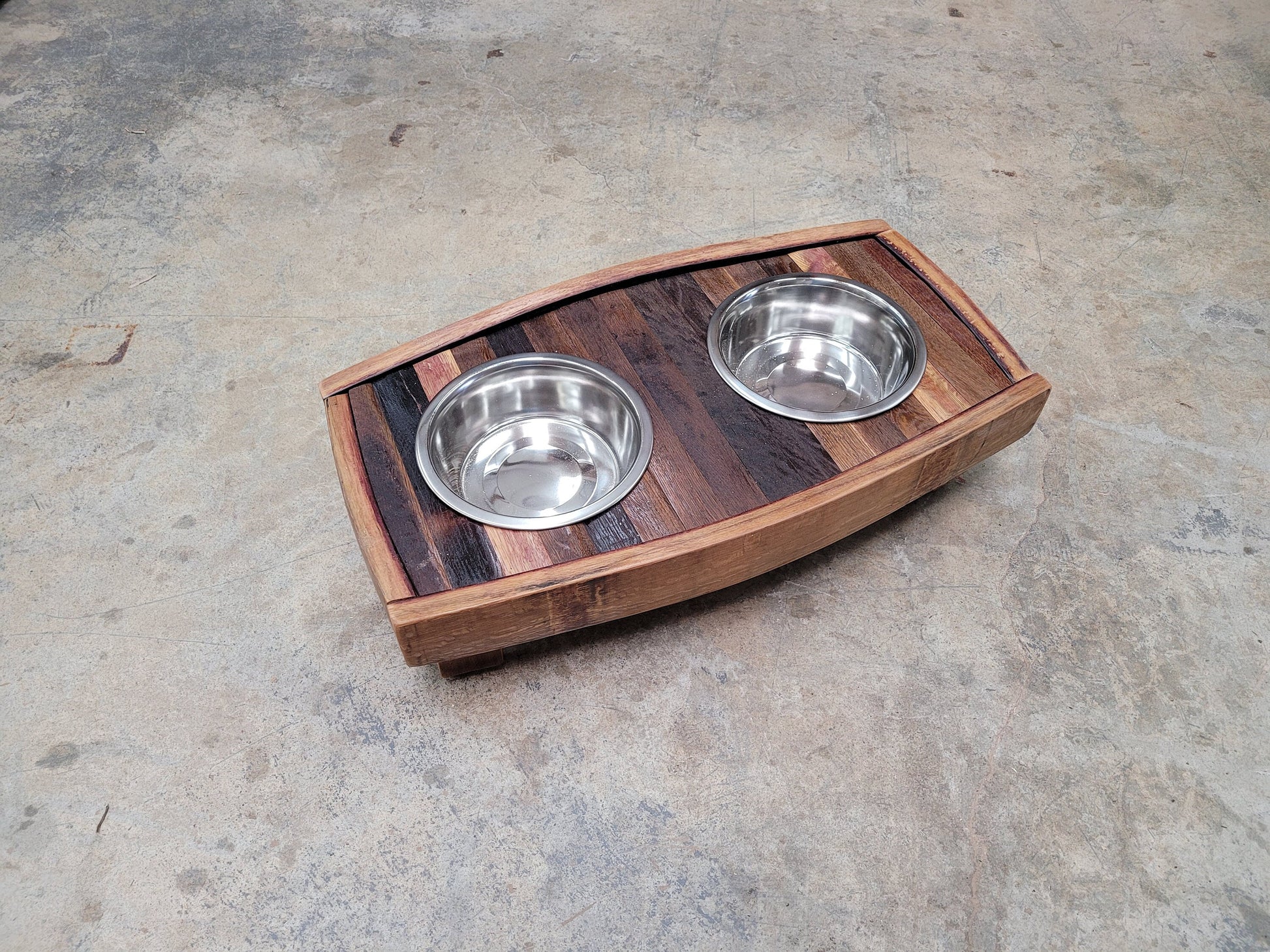 Elevated Wine Barrel Pet Feeder - Pardalis - Made from retired California wine barrels. 100% Recycled!
