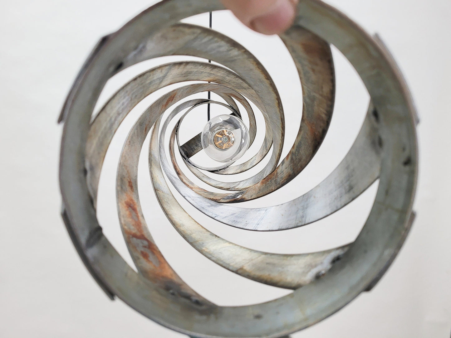 Wine Barrel Ring Swirl Pendant Light - Parcella - Made from retired California wine barrel rings. 100% Recycled!
