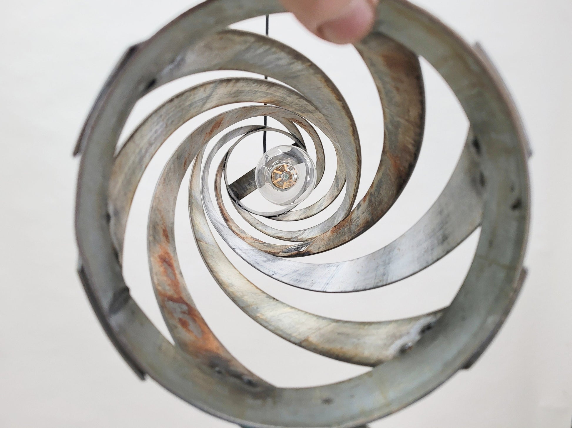 Wine Barrel Ring Swirl Pendant Light - Parcella - Made from retired California wine barrel rings. 100% Recycled!
