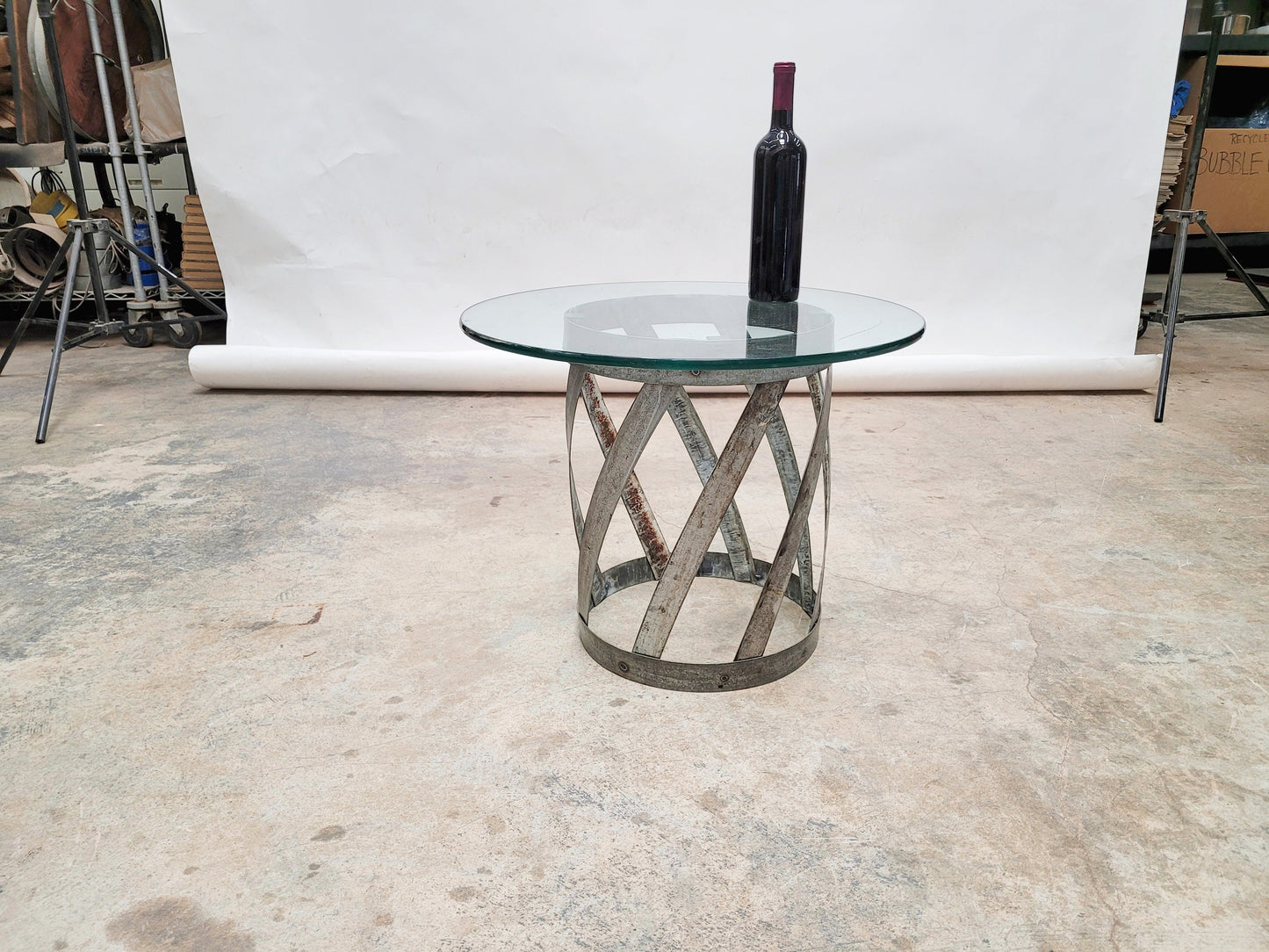 Wine Barrel Side Table - LUTA - made from retired Napa wine barrel rings. 100% Recycled!