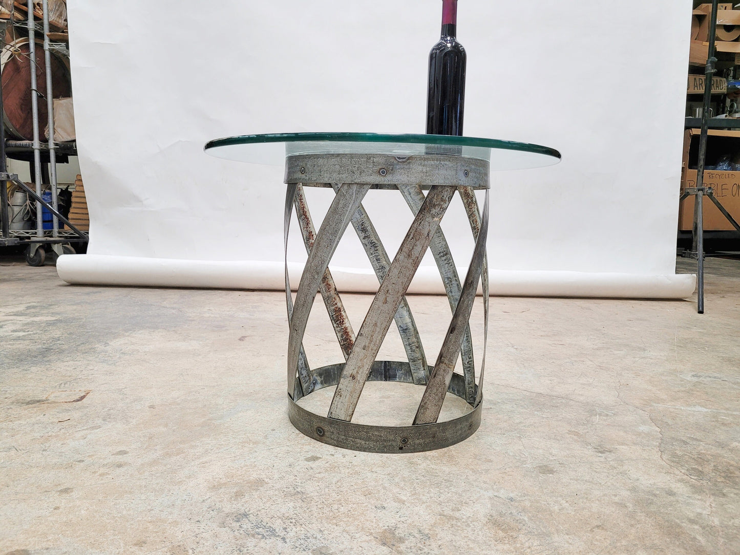Wine Barrel Side Table - LUTA - made from retired Napa wine barrel rings. 100% Recycled!
