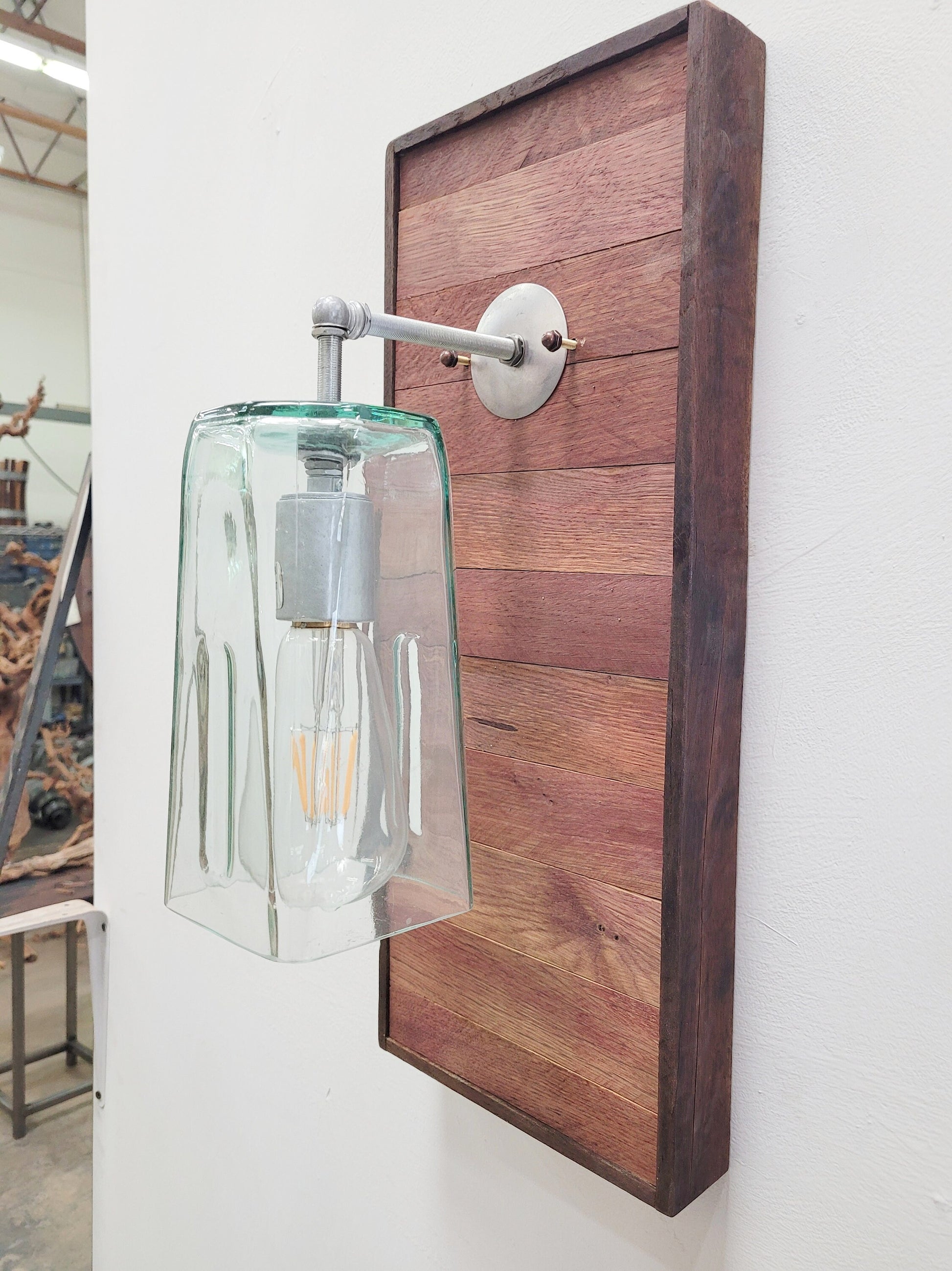 Wine Barrel Sconce - Obrazi - Made from retired California wine barrels and bottle 100% Recycled!