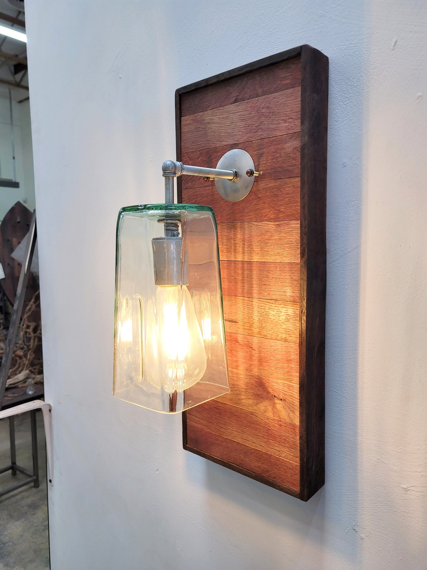 Wine Barrel Sconce - Obrazi - Made from retired California wine barrels and bottle 100% Recycled!