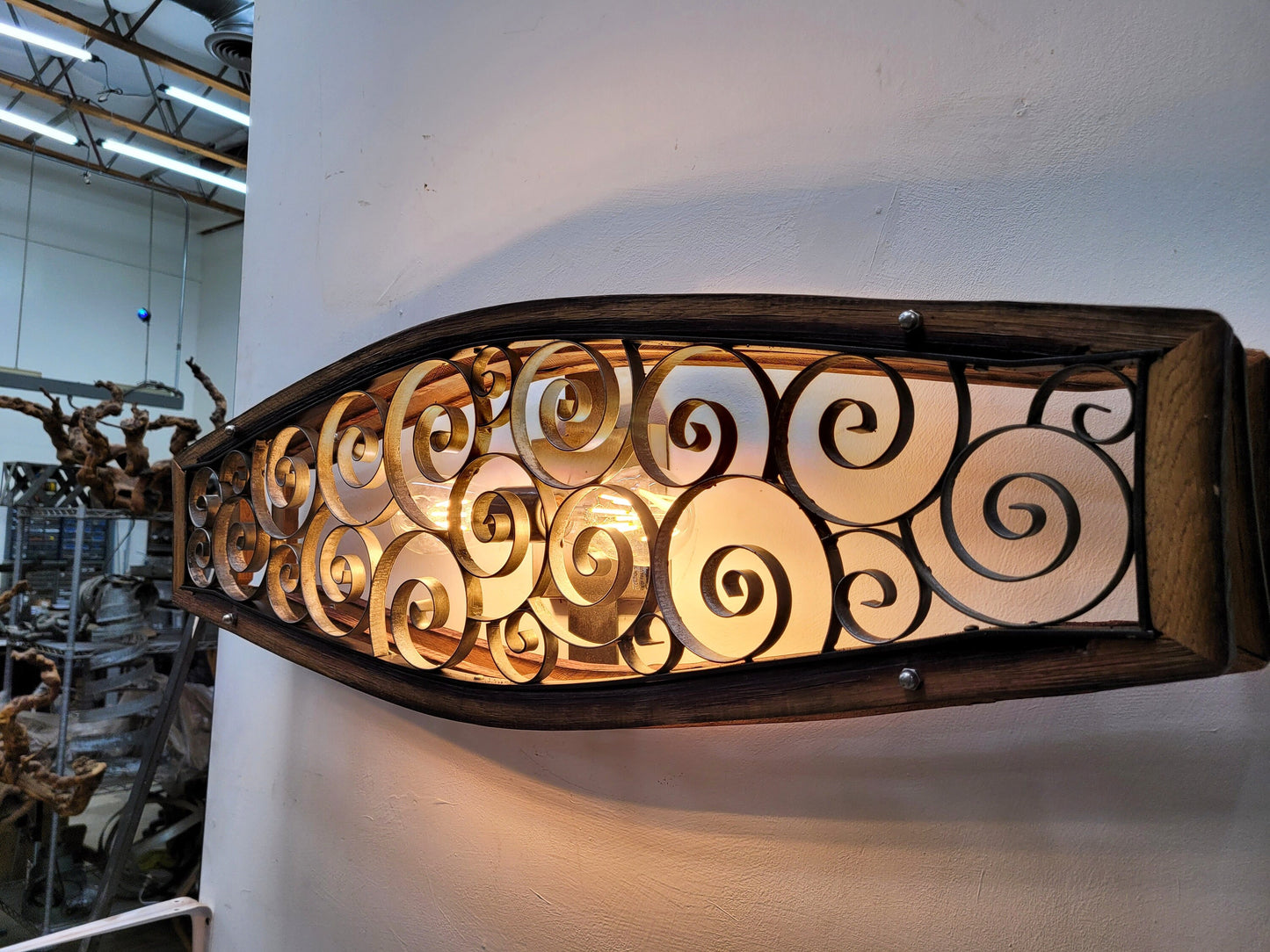 Wine Barrel Sconce VENSTER Made from retired California wine barrels - 100% Recycled!