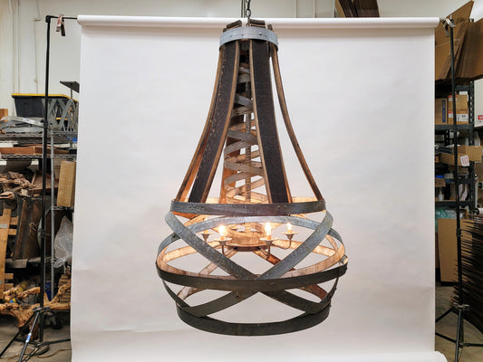 Whisky Barrel Basket Chandelier - Solza - Made from retired Whisky Barrels - 100% Recycled!