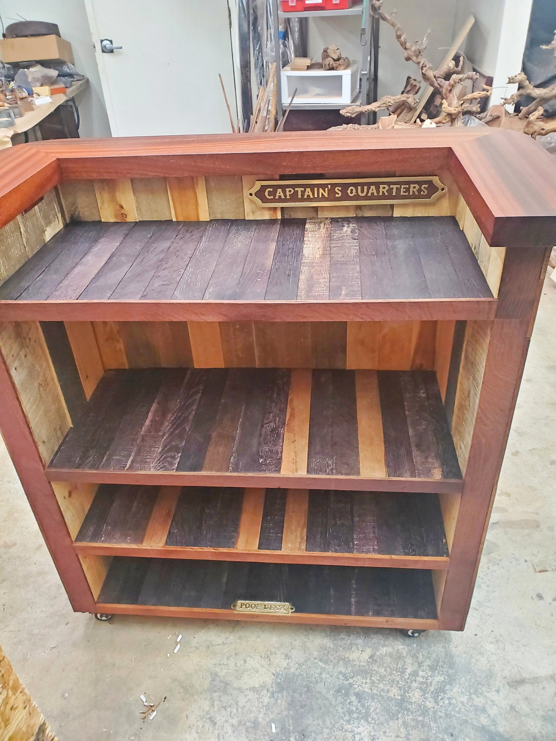 Nautical Hostess Stand / Podium POS - JURA - Made from retired California Wine Barrels + Reclaimed Lumber - 100% Recycled!