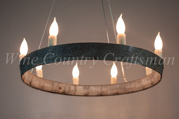 Wine Barrel Ring Chandelier - Coquina - made from retired California wine barrel rings - 100% Recycled!