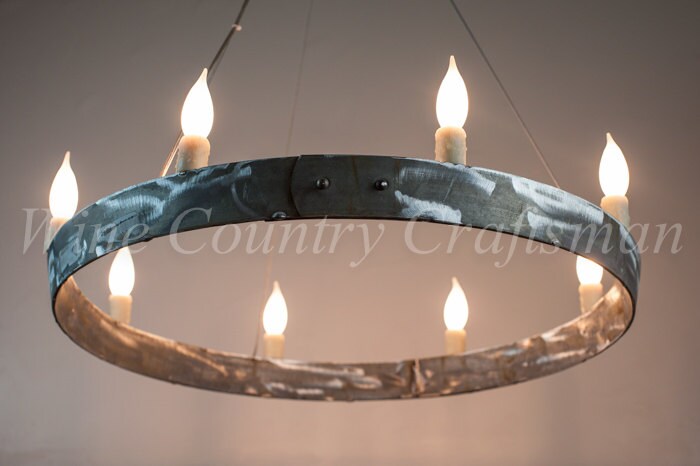 Wine Barrel Ring Chandelier - Coquina - made from retired California wine barrel rings - 100% Recycled!
