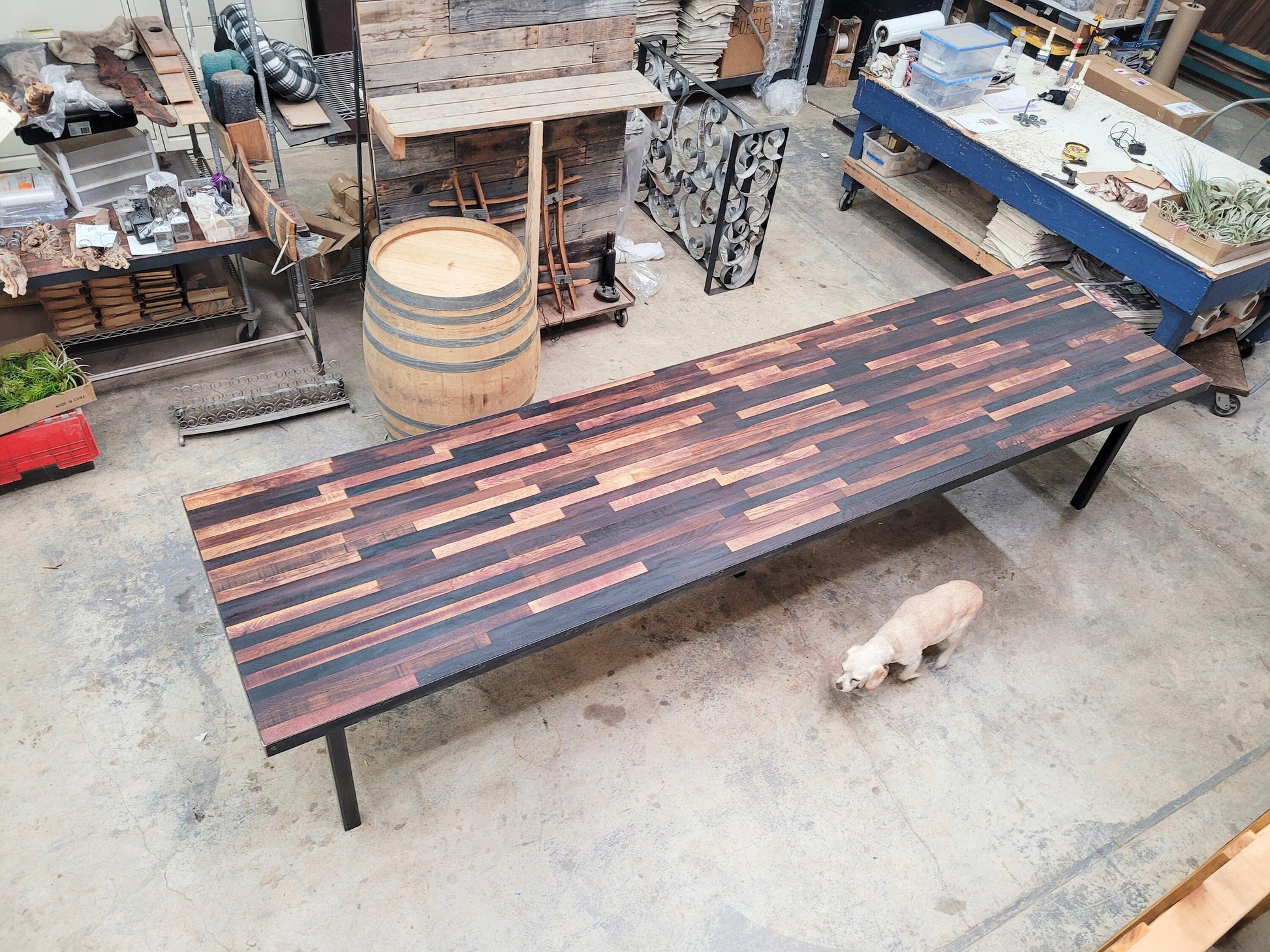 Wine Barrel Table - LLOSA- Made from retired Napa wine barrel staves 100% Recycled!