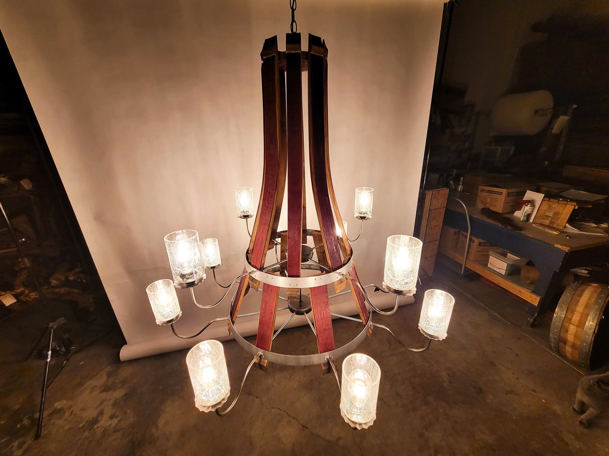 Wine Barrel Basket Chandelier - PAPALUA - Made from retired California wine barrels 100% Recycled!