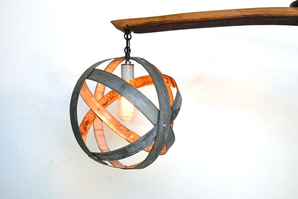 Wine Barrel Chandelier - Dualize - Made from retired California wine barrel staves and rings. 100% Recycled!