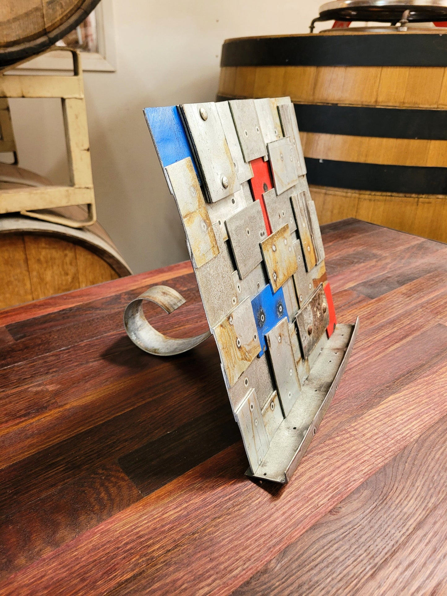 Wine Barrel Cookbook and Tablet Stand - Weave - Made from retired Napa Valley wine barrel rings. 100% Recycled!