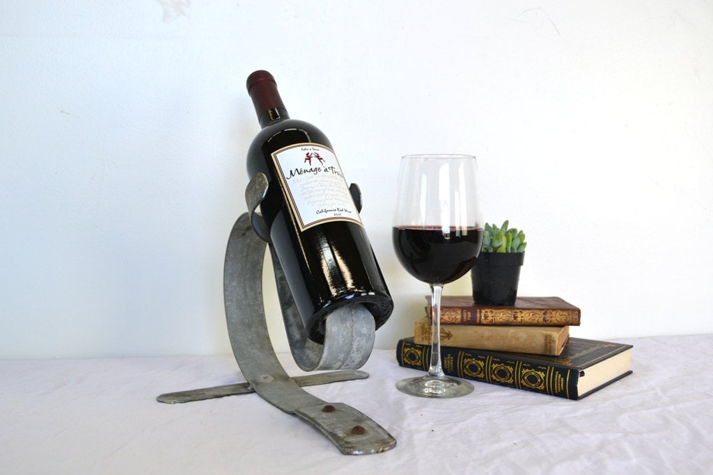 Counter Top Wine Barrel Bottle Holder - Angulus - Made from retired California wine barrel rings. 100% Recycled!
