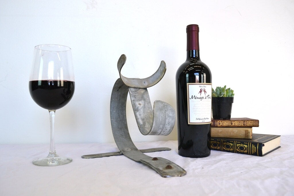 Counter Top Wine Barrel Bottle Holder - Angulus - Made from retired California wine barrel rings. 100% Recycled!
