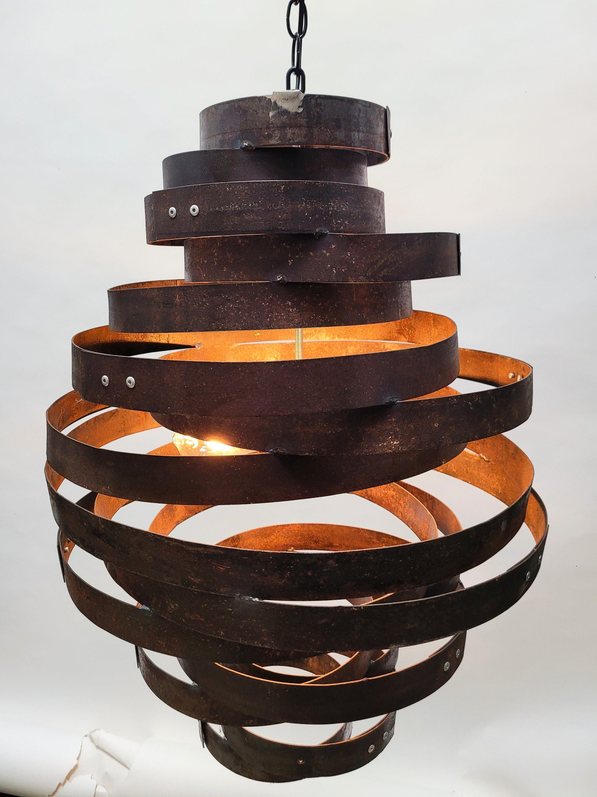 Whiskey Barrel Ring Pendant Light - Virvela- Made from Retired Whisky barrel rings. 100% Recycled!