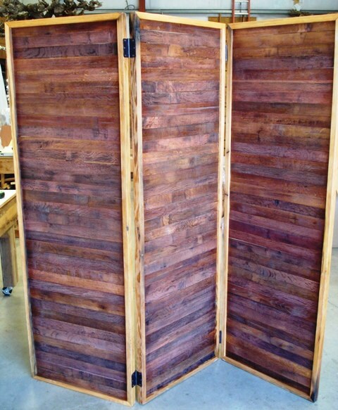 Wine Barrel Room Divider Folding Screen - Legnoso - made from retired California wine barrels. 100% Recycled!