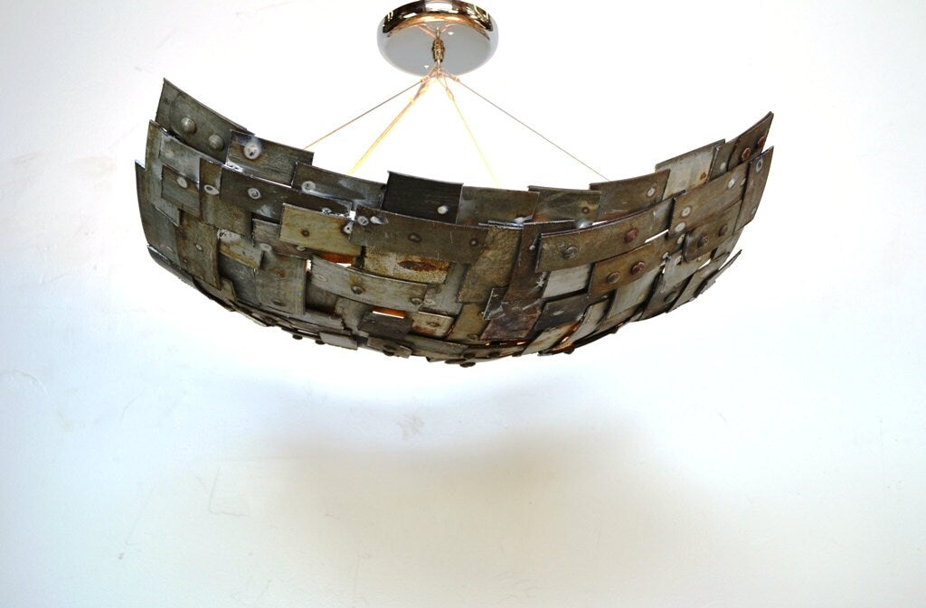 Wine Barrel Ring Light - Tesselation - Made from retired California wine barrel rings. 100% Recycled!