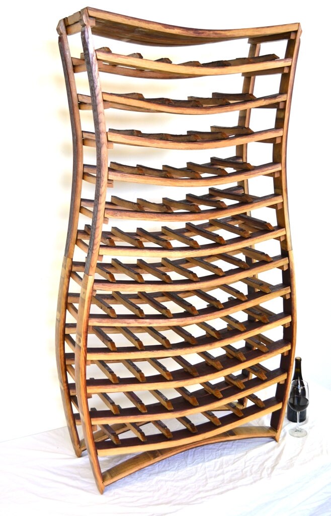 Large Wine Rack - Voluptuous - Made from retired California wine barrels. 100% Recycled!